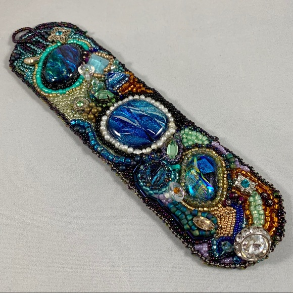 “Sedona” Cuff Bracelet Artisan Crafted Beaded - Picture 3 of 12